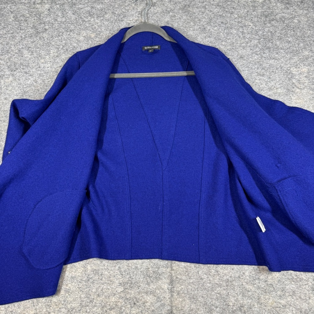 Eileen Fisher Vibrant Blue Wool Snap Closure Jacket Size S Lagenlook Minimalist - Picture 12 of 16